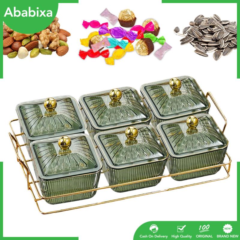 [Ababixa] Khay Phục Vụ Đựng Thức Ăn Khô / Trái Cây / Đồ Ăn Vặt Chia Ngăn Đa Năng Có Nắp Đậy Cho Nhà Ở