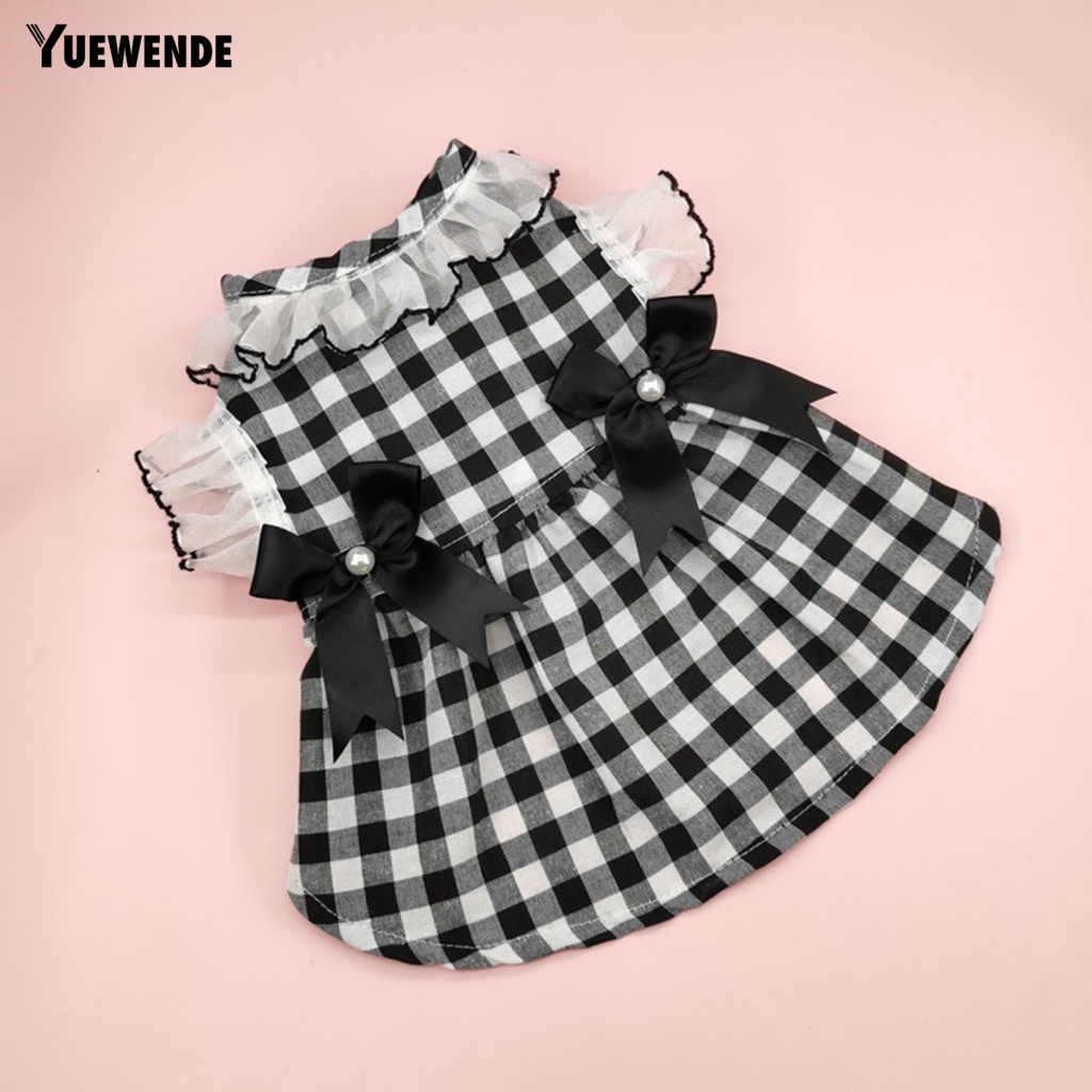 Đầm Họa Tiết Caro Đính Nơ Xinh Xắn Thoải Mái Thời Trang Mùa Hè Cho Thú Cưng