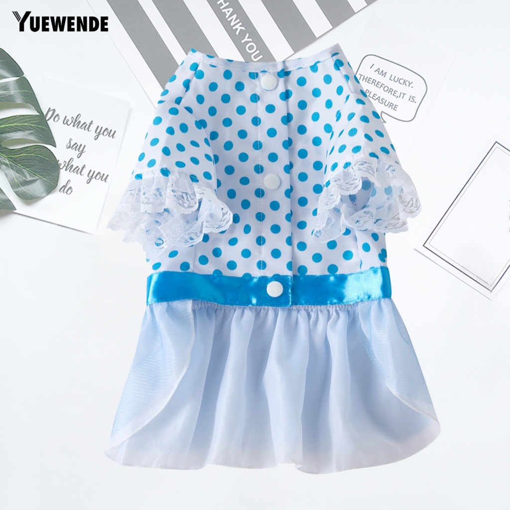 Ye.b Đầm Cổ Tròn Họa Tiết Chấm Bi Bắt Mắt Mặc Hàng Ngày Cho Thú Cưng