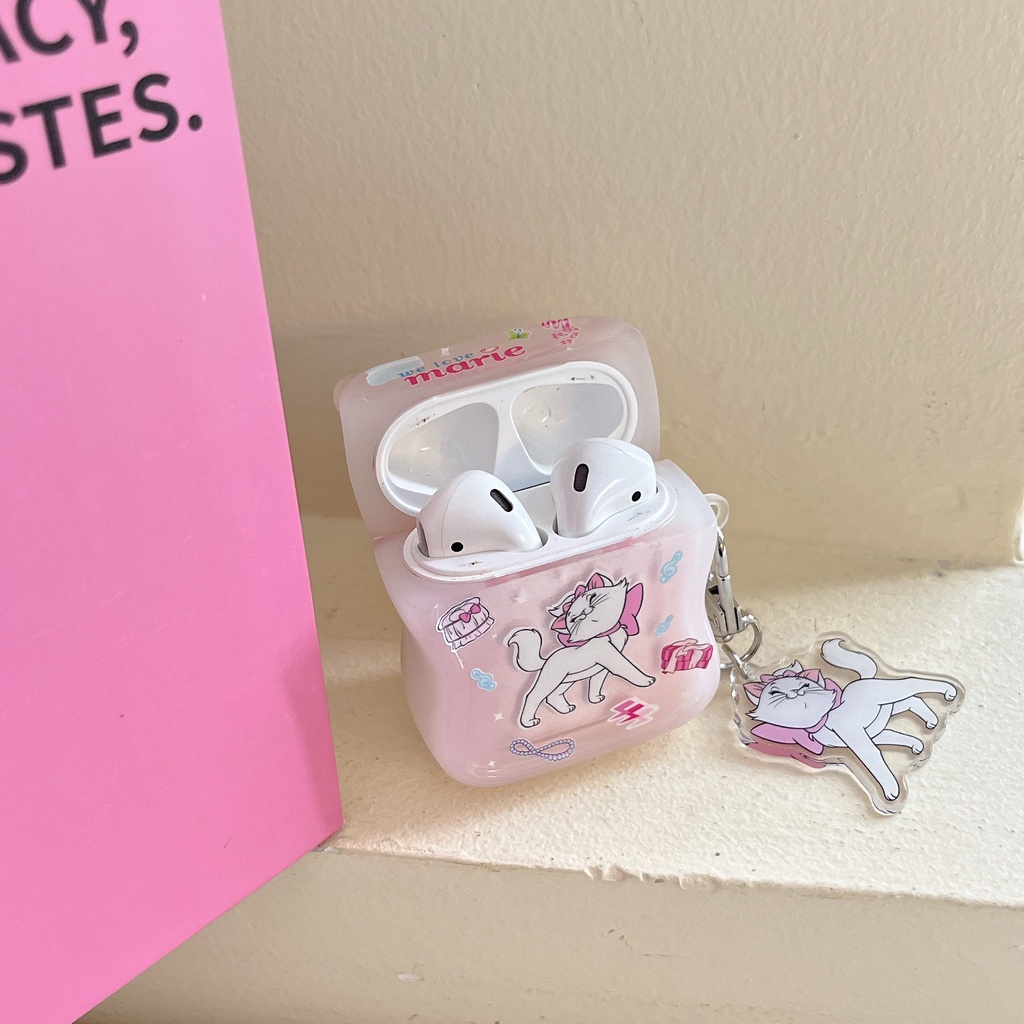 Vỏ Bảo Vệ Hộp Sạc Tai Nghe Bluetooth Airpods 1 / 2 / Pro / 3 Generation Pro2 Hình Tai Mèo Màu Hồng Dễ Thương