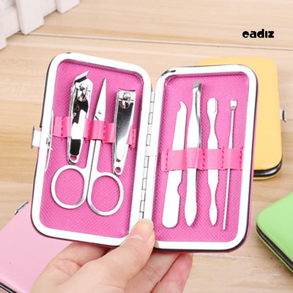 Bộ 7 Dụng Cụ Làm Móng Bằng Thép Carbon Kèm Hộp Đựng Tiện Dụng