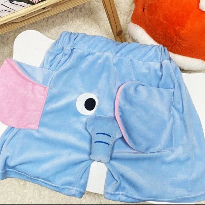 Quần Short Pijama Ba Chiều Hình Chú Voi Đỏ Phong Cách Bạn Trai Dễ Thương