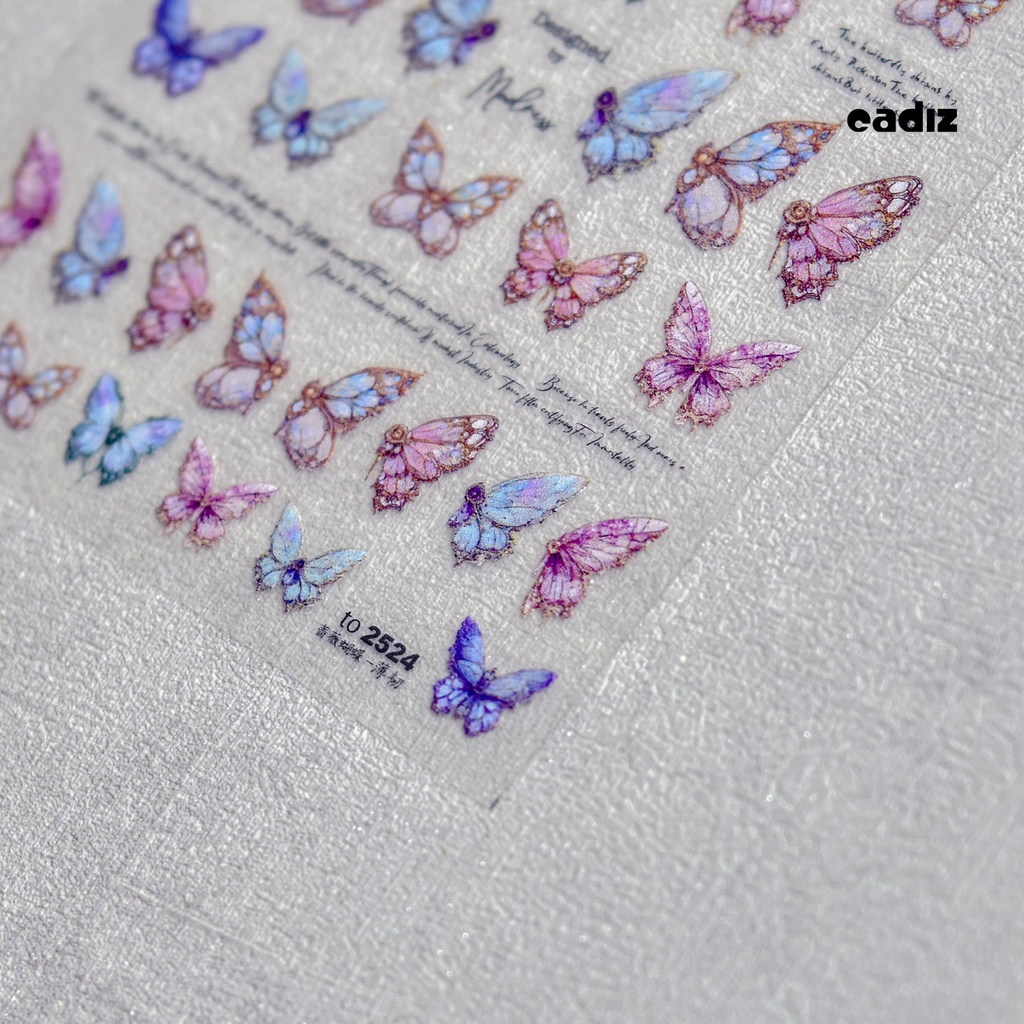 1 Tấm Sticker Dán Móng Tay DIY Hình Bướm 5D Dành Cho Salon