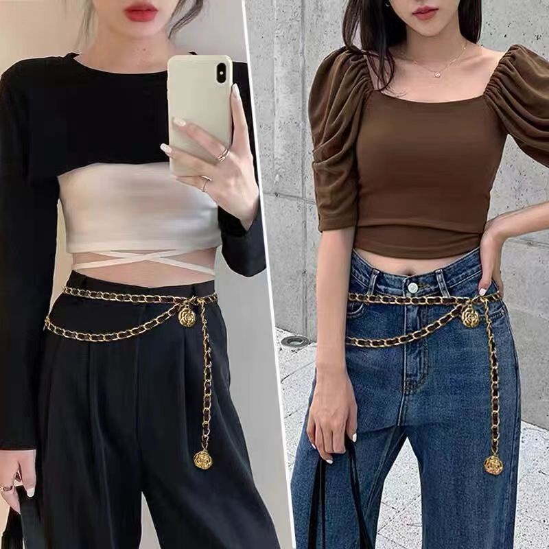 Thắt lưng AIJOLEN mặt hoa kim loại có thể điều chỉnh trang trí chân váy jeans thời trang dành cho nữ