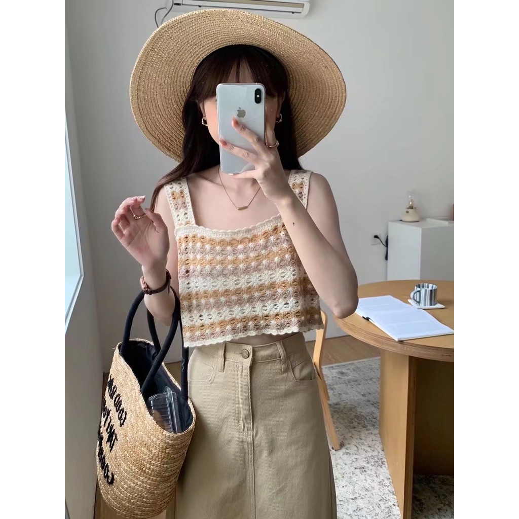 Áo tank top SUXI dệt kim ôm dáng thời trang mùa hè dễ phối đồ cho nữ