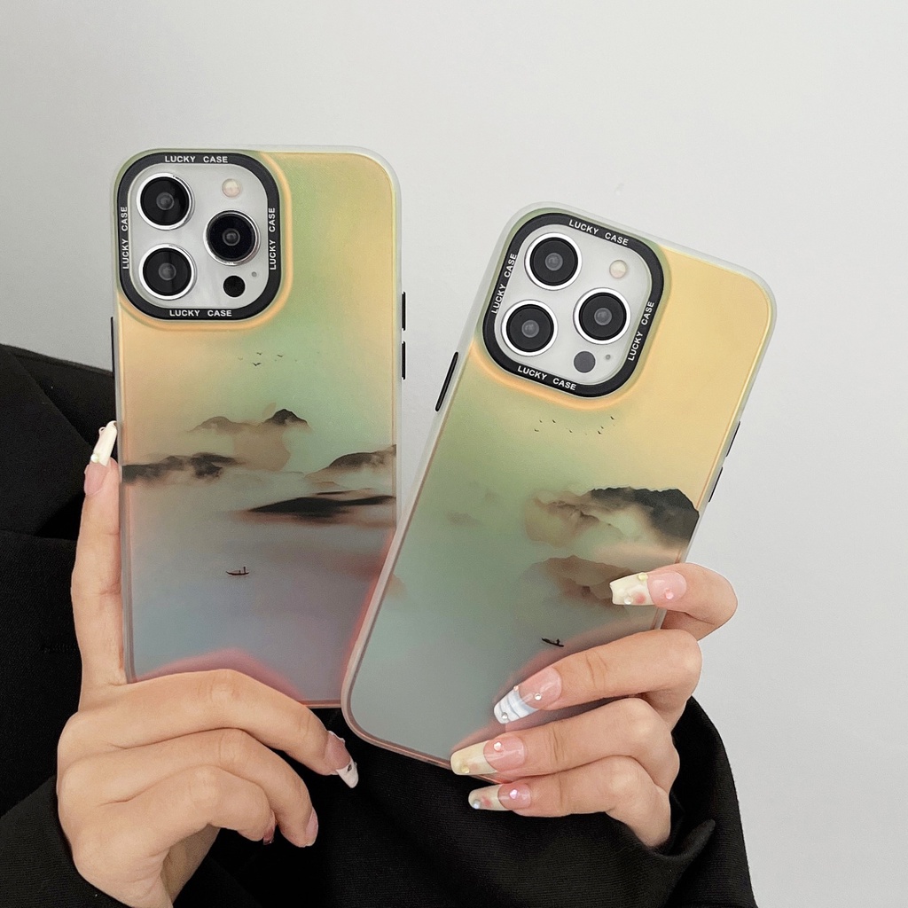 Ốp Điện Thoại TPU Silicon Mềm Chống Sốc Chống Rơi In Họa Tiết Phong Cảnh Dành Cho iPhone 14 13 12 PRO MAX