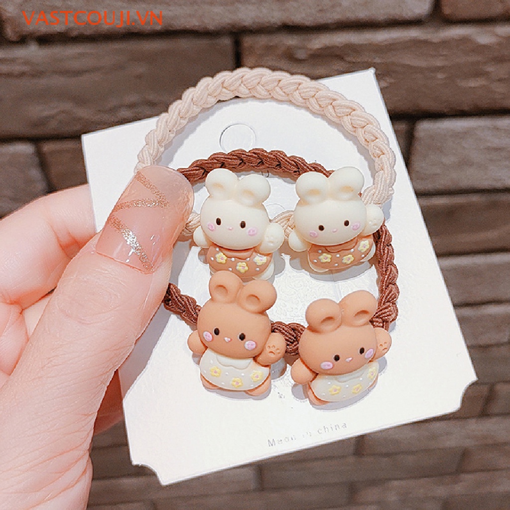 Dây Cột Tóc Co Giãn Hình Hoạt Hình Màu Cà Phê Dễ Thương Phong Cách Hàn Quốc Cho Bé Gái