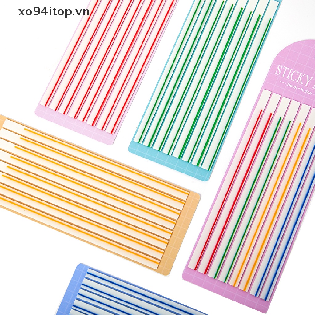 Set 60 Miếng Dán Ghi Chú Kẻ Sọc Ngang Màu Macaron Trong Suốt Dùng Cho Trường Học / Văn Phòng
