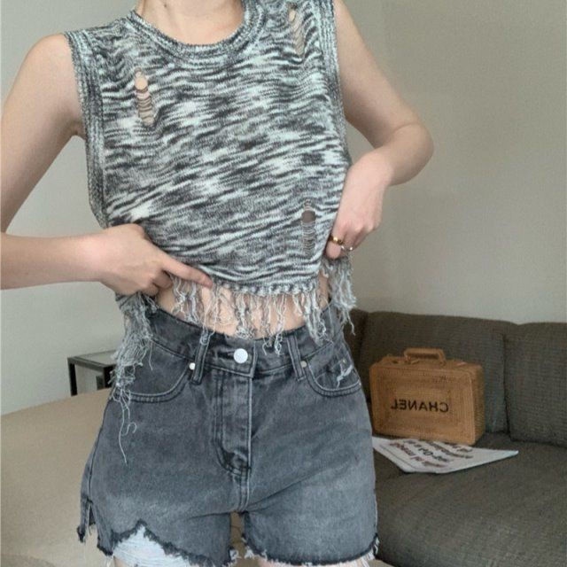 Áo Tank Top Sát Nách Phối Tua Rua Thiết Kế Độc Đáo Thời Trang Mùa Hè Cho Nữ