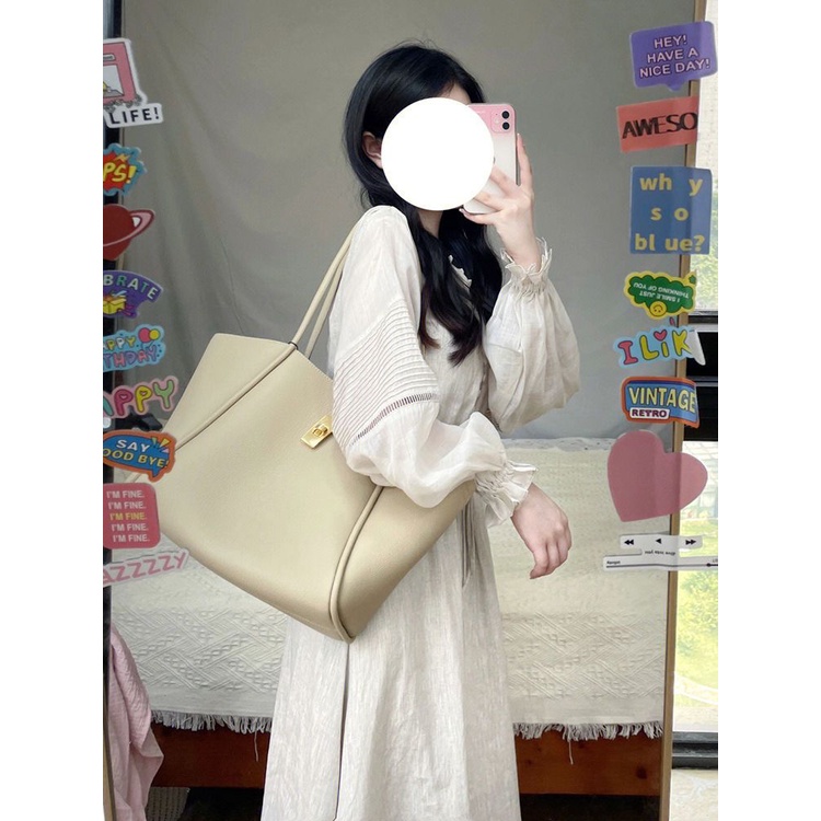 Đầm Dài Vải Lanh Cotton Tay Phồng Cổ Chữ v Phong Cách Retro Pháp