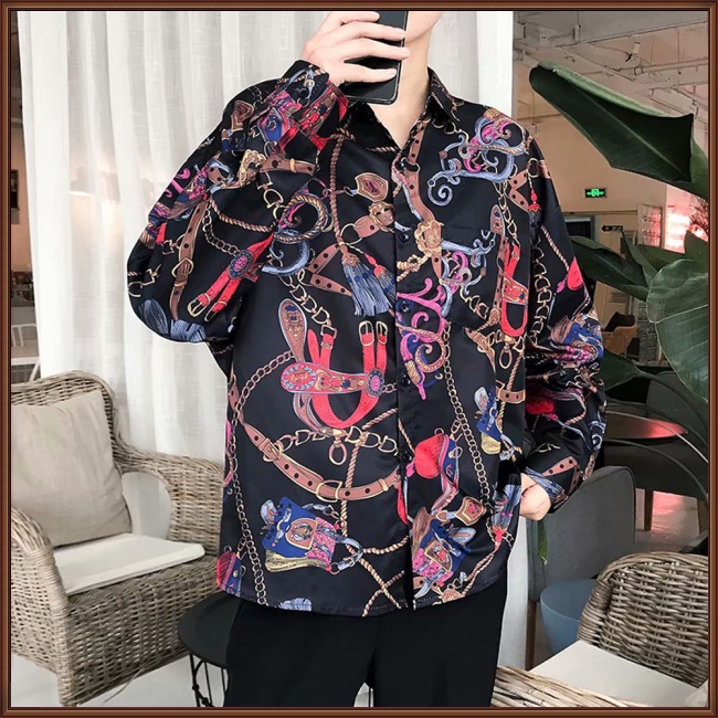 Áo Khoác Sơ Mi Tay Dài In Họa Tiết Hoa Thời Trang Cho Nam