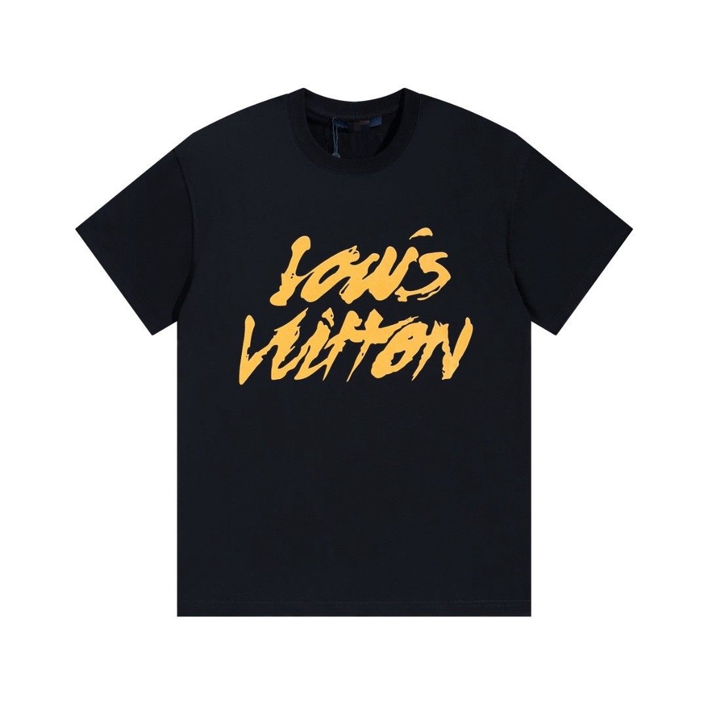 Áo Thun cotton Nguyên Chất Tay Ngắn Cổ Bẻ In logo graffiti Thời Trang Thường Ngày L1V Dành Cho Nam Và Nữ 2023