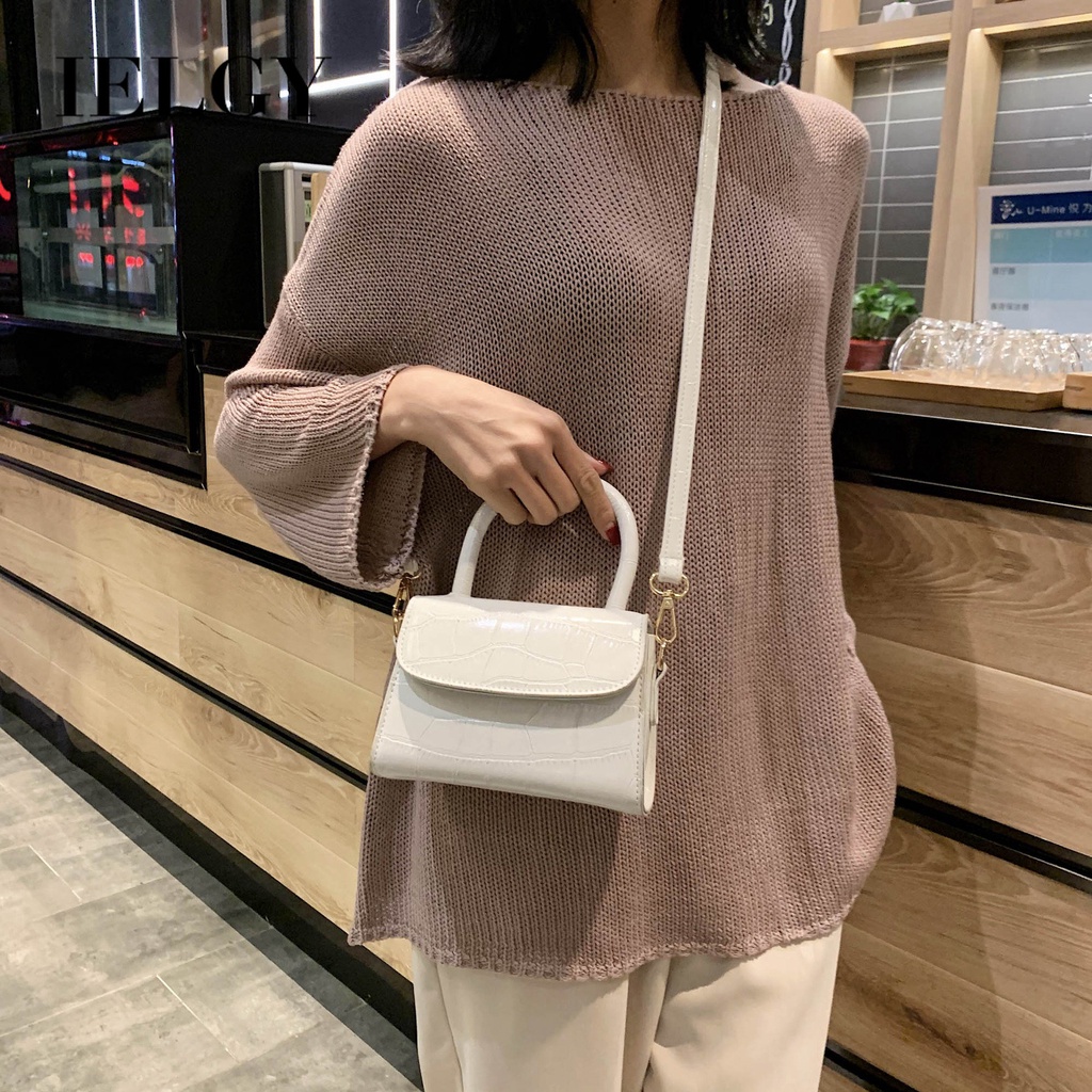 Túi Đeo Vai Hình Vuông Cỡ Nhỏ Họa Tiết Vân Đá Đơn Giản Thời Trang Phong Cách Hàn Quốc