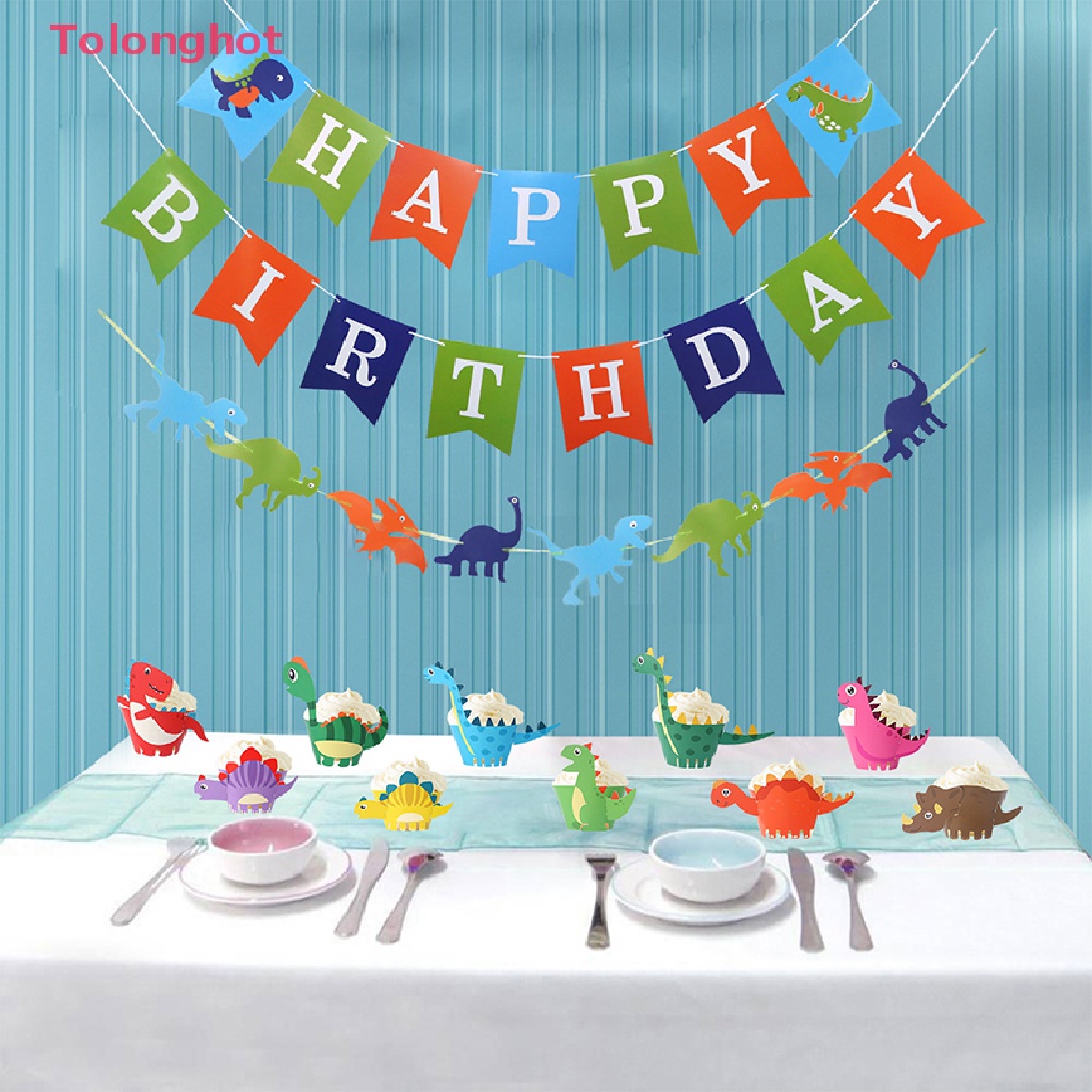 Set 10 Giấy Gói Bánh Cupcake Hình Khủng Long DIY