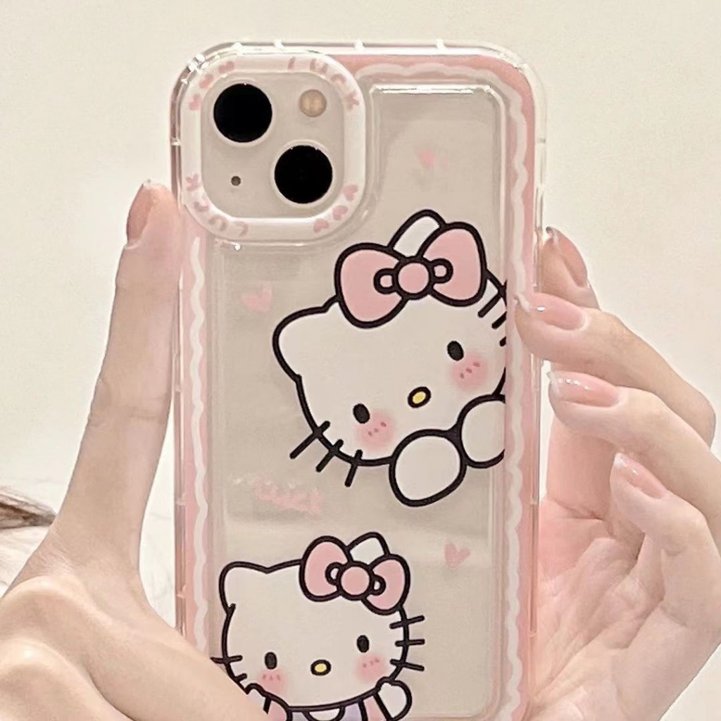 ✅Ốp Điện Thoại Trong Suốt Chống Sốc In Hình Hello kitty Màu Hồng Cho Iphone Xr 12Promax Xs 11148p 7 13 3BVE