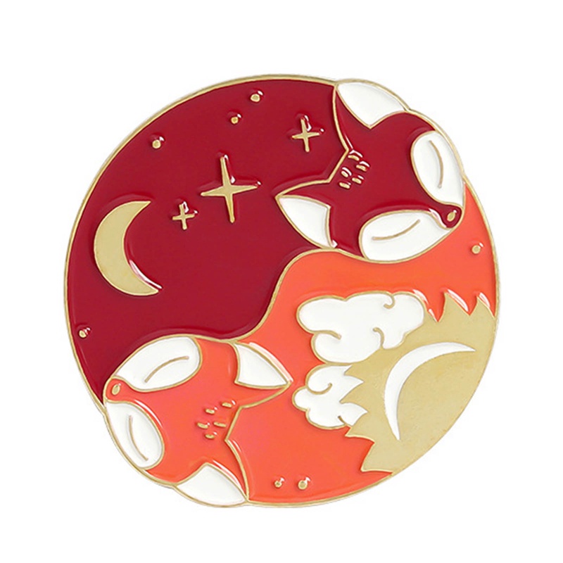 Ygt Ghim Cài Áo Hình Tai Chi Gossip Phối Màu Trắng Đen Hình Động Vật Dễ Thương