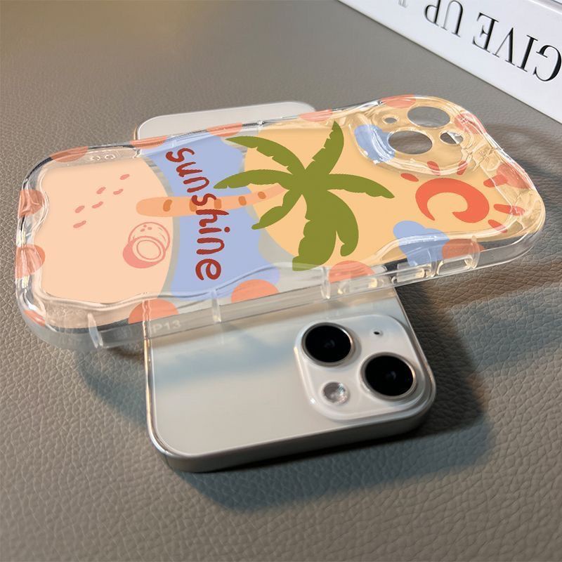 ✅Ốp Điện Thoại Trong Suốt In Hình Cây Dừa Cho Iphone 14pro13 / 8 7 / max xr / Xsmaxpro12 ZV24