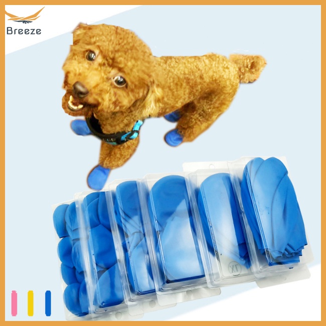 Bộ 4 Vỏ Bọc Giày Cao Su Chống Thấm Nước Có Thể Tái Sử Dụng Bảo Vệ Chân Chó