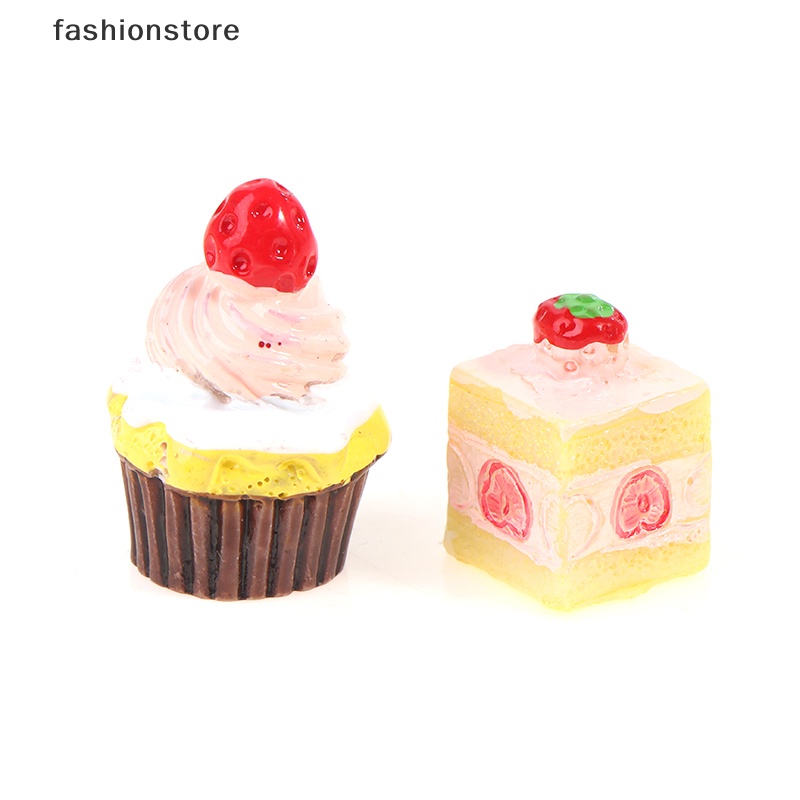 Set 5 Mô Hình Bánh Kem Dâu Tây Tỉ Lệ 1: 12 Trang Trí Nhà Búp Bê