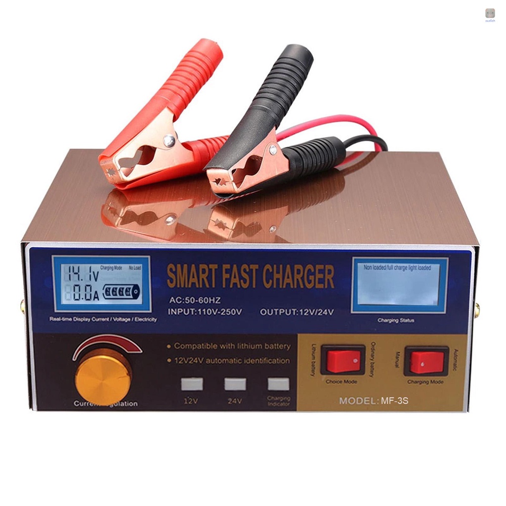 Bộ Sạc Pin Tự Động Thông Minh 12V / 24V Có Màn Hình Kỹ Thuật Số Cho Xe Hơi Xe Máy
