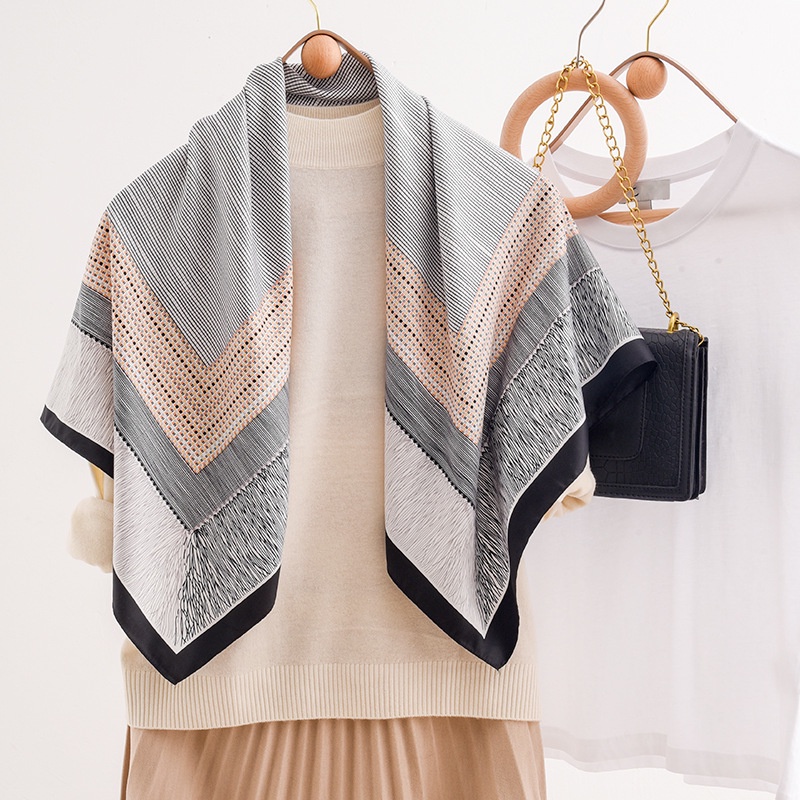 Khăn Choàng Lụa Màu Trơn Dáng Vuông 90 * 90CM Phong Cách Hàn Quốc Đơn Giản Thời Trang Cho Nữ