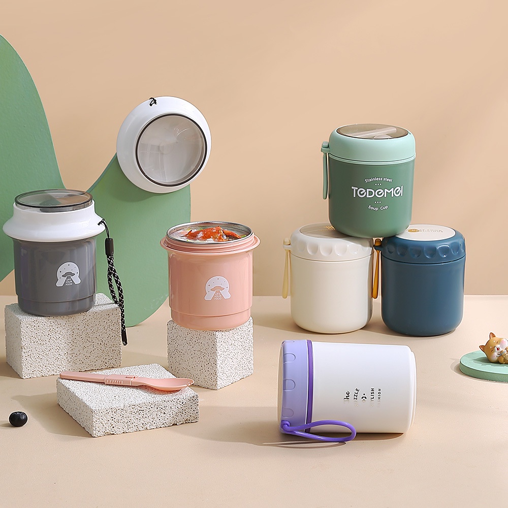 Cốc Đựng Súp / Sữa / Cà Phê Bằng Thép Không Gỉ 304 Cách Nhiệt Nhỏ Gọn Phong Cách Nhật Bản I0QQ