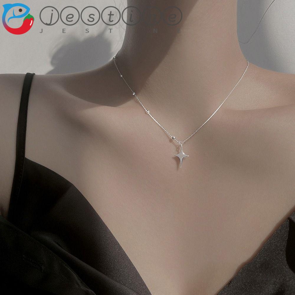 Vòng Cổ Choker Bằng Thép Titan Mặt Ngôi Sao Bốn Cánh Thời Trang Cho Nữ