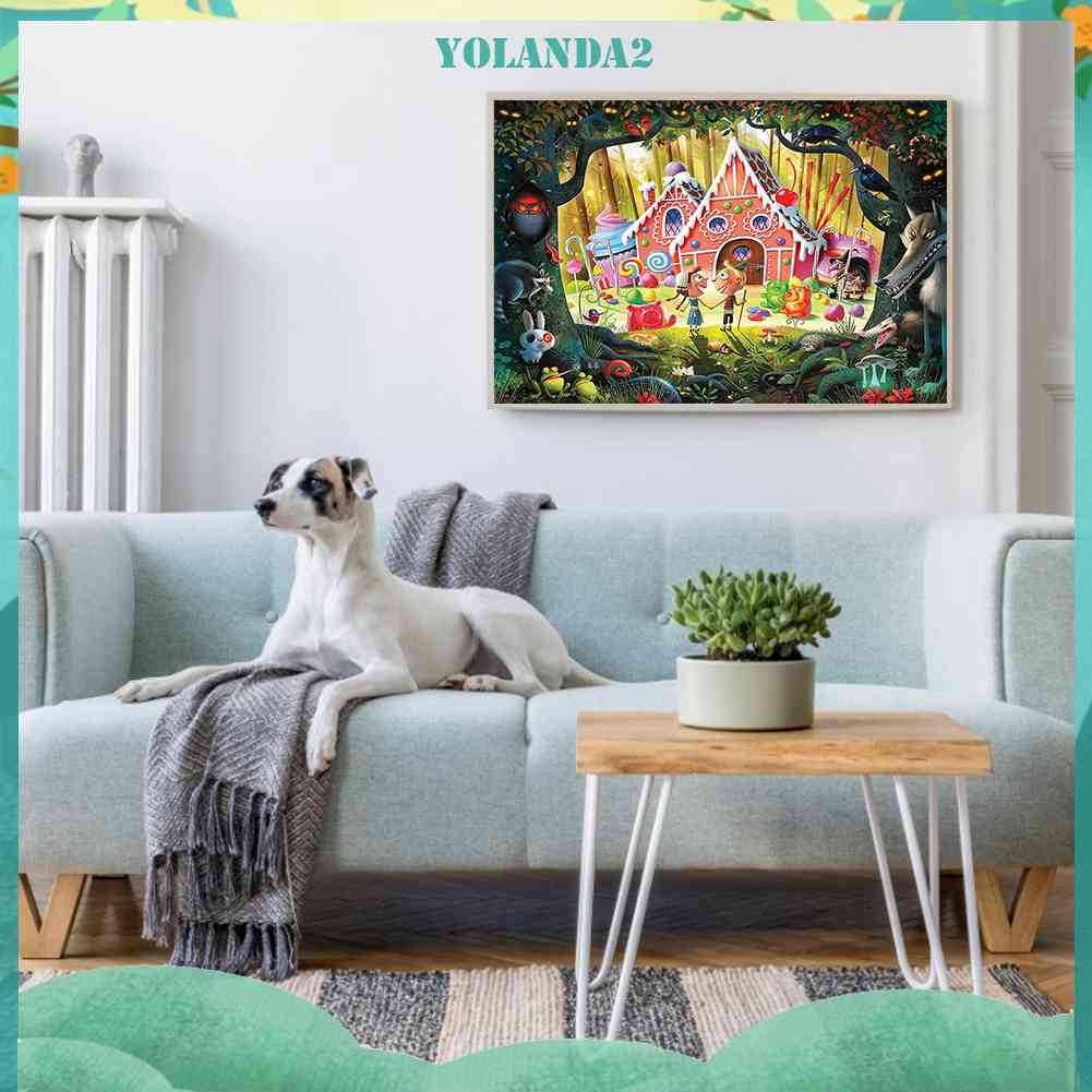 Bộ Tranh Đính Đá 5D Họa Tiết Ngôi Nhà Kẹo Alice Ở Xứ Sở Thần Tiên Độc Đáo