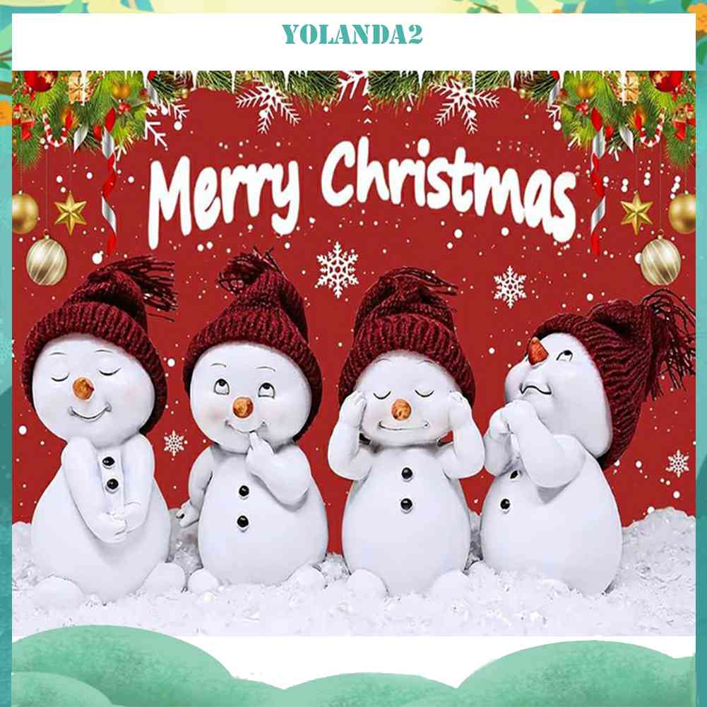 Tranh Đính Đá Kim Cương Toàn Bộ Họa Tiết Bốn Người Tuyết Dùng Trang Trí Tường