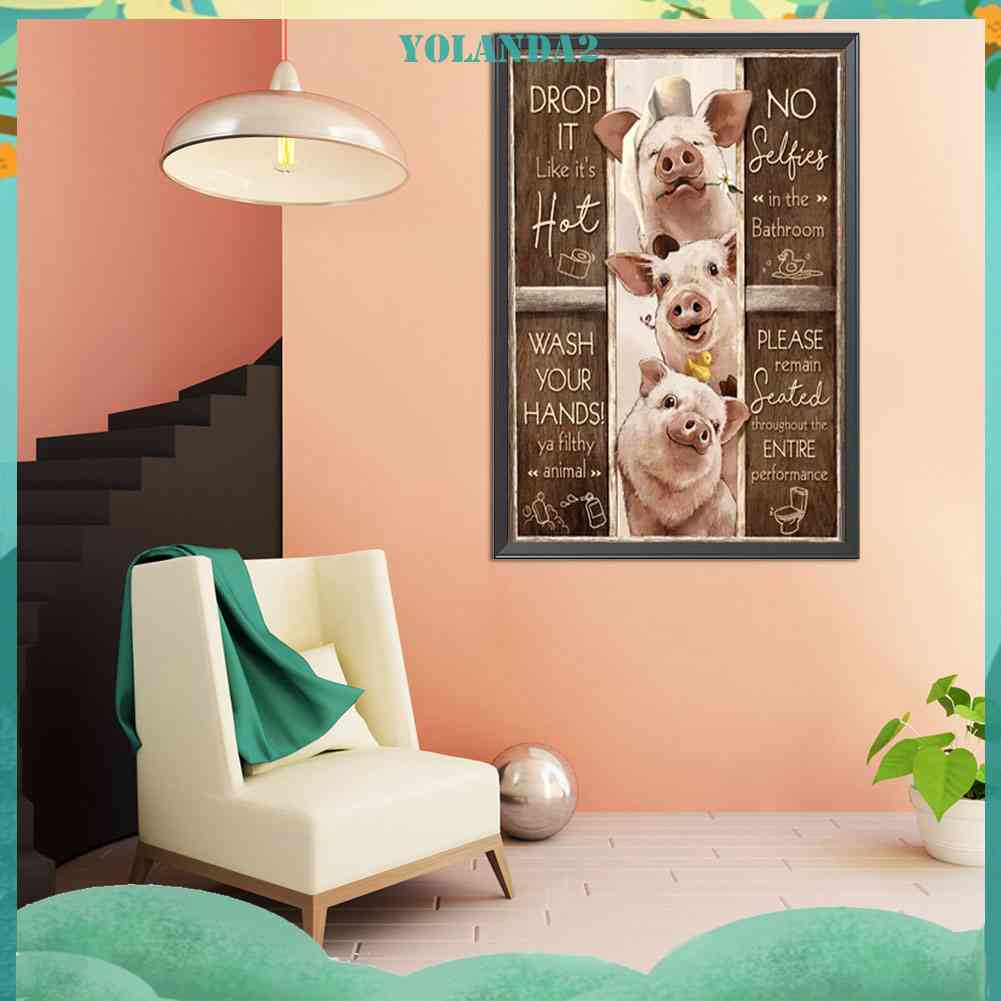 Tranh Đính Đá Kim Cương Toàn Bộ 5D DIY Hình Ba Chú Heo