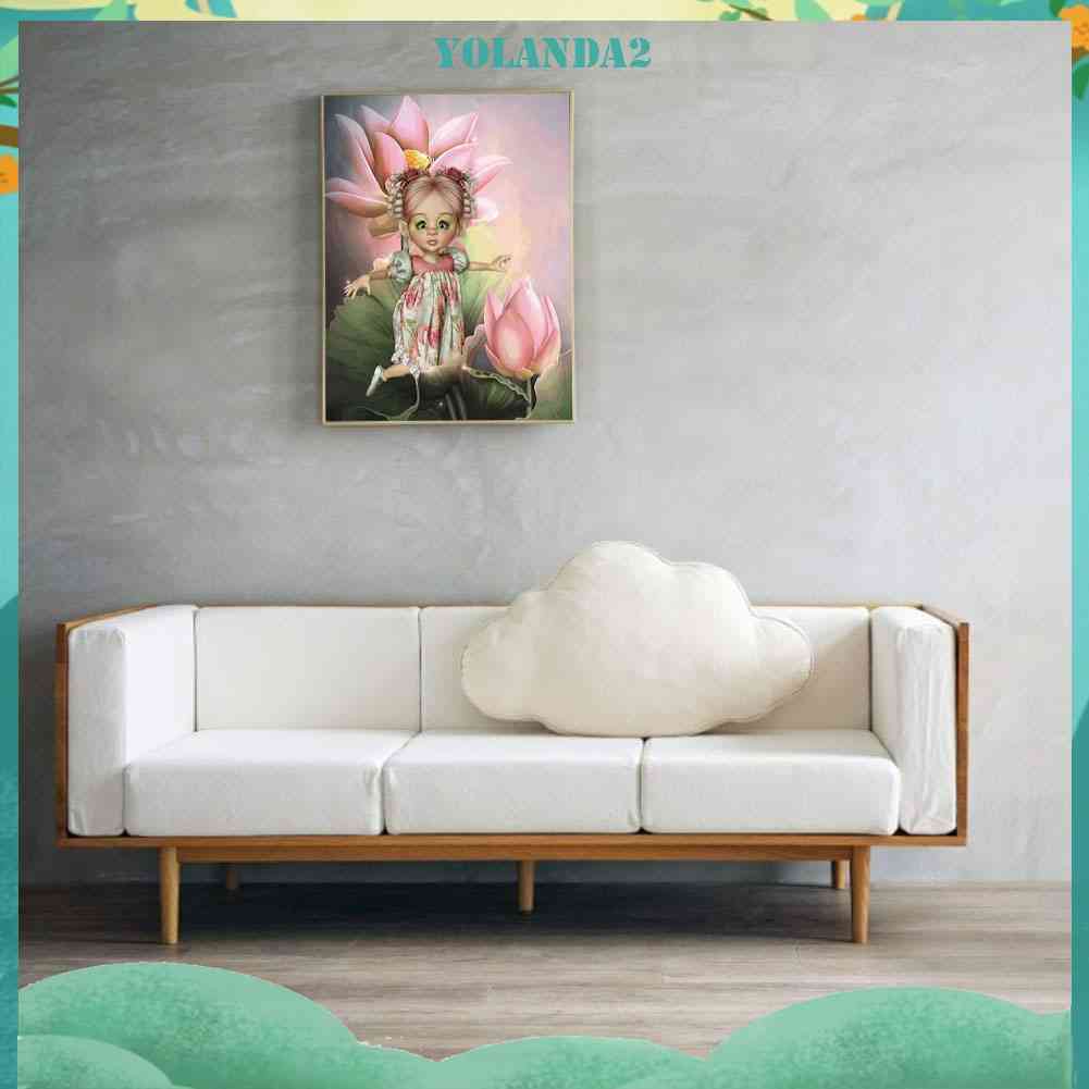 Tranh Đính Đá 5D Tự Làm Họa Tiết Bé Gái Hoạt Hình