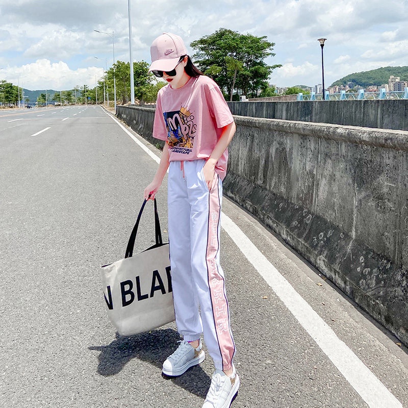 Set Đồ Thể Thao Hai Món Bằng Cotton Nguyên Chất Tay Ngắn Phong Cách Đường Phố Thời Trang Mùa Hè Mới 2023