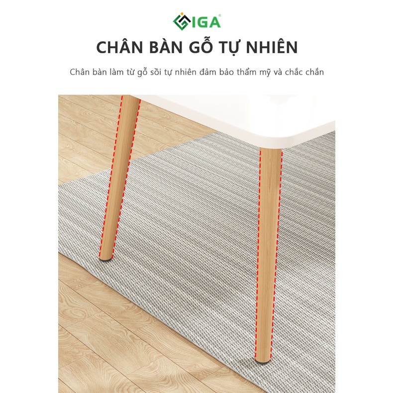 Bàn ăn phong cách bắc âu chân gỗ sồi tự nhiên
