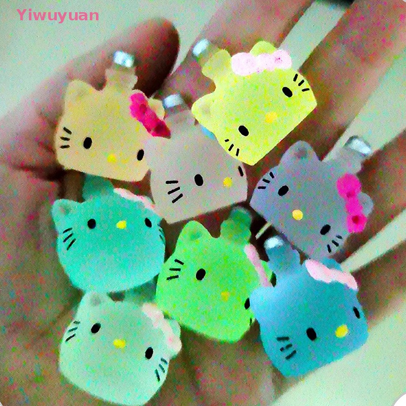 < Yiwuyuan > 5 Tượng Mèo Mini Phát Sáng Trong Bóng Tối Trang Trí Tiểu Cảnh Craf