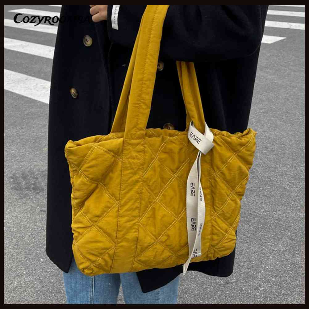 Túi Tote Đeo Vai Cỡ Lớn Chất Liệu Nylon Họa Tiết Sọc Caro Phong Cách Cổ Điển Thời Trang Cho Nữ