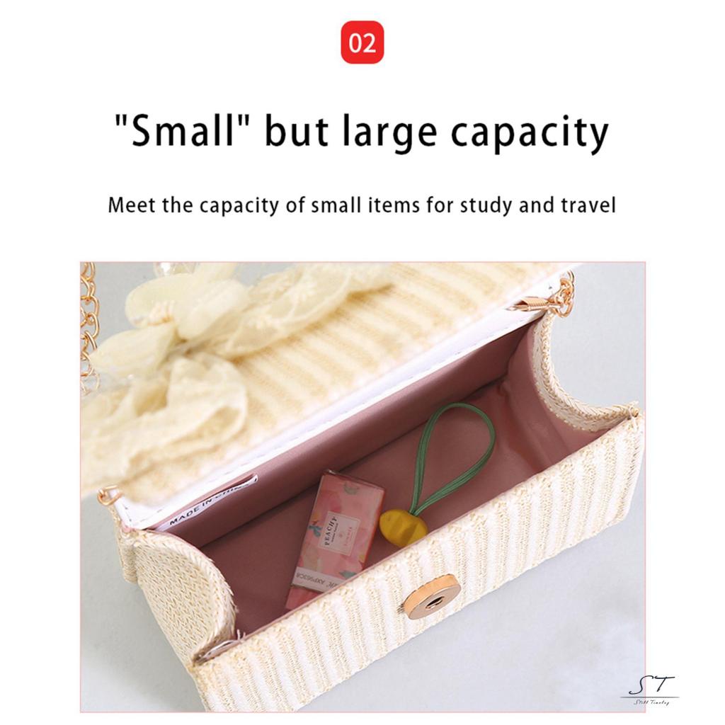 Túi Cói Đeo Chéo Đa Năng Đính Nơ CY03 Cho Nữ