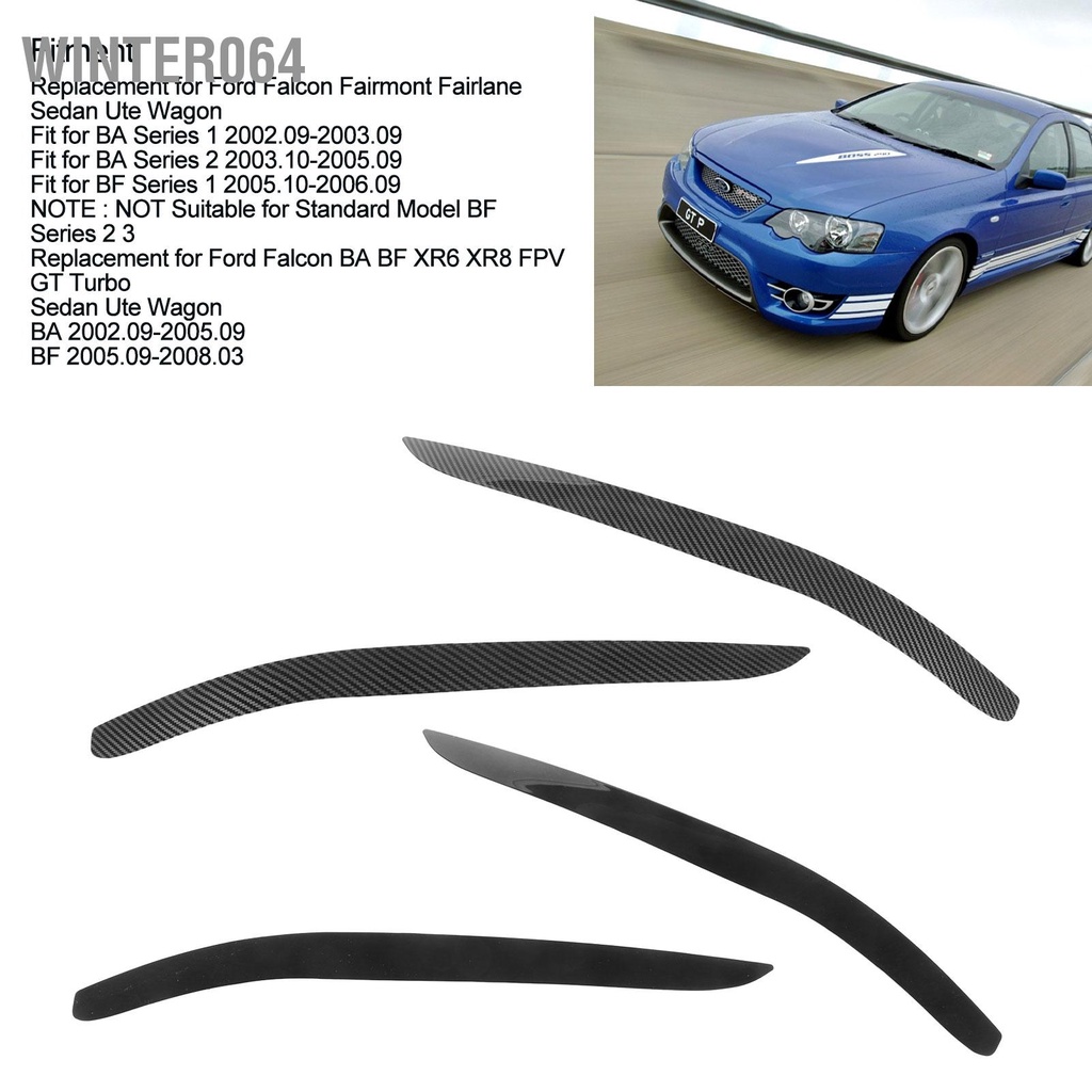 Winter064 2 Chiếc Đèn Pha Viền Lông Mày Trái Phải Trước Mí Mắt Bao Da Thay Thế Cho Xe Ford Falcon Fairmont Fairlane