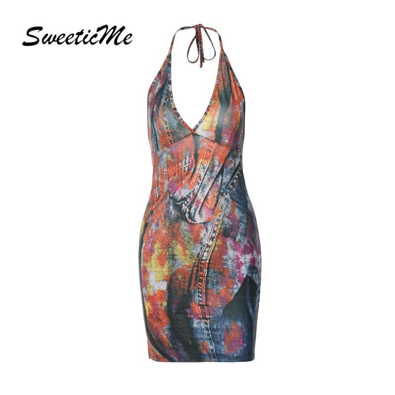 Đầm Mini Hai Dây Hở Lưng Dáng Ôm Màu Tương Phản Thời Trang Mới 2023 Dành Cho Bạn Nữ