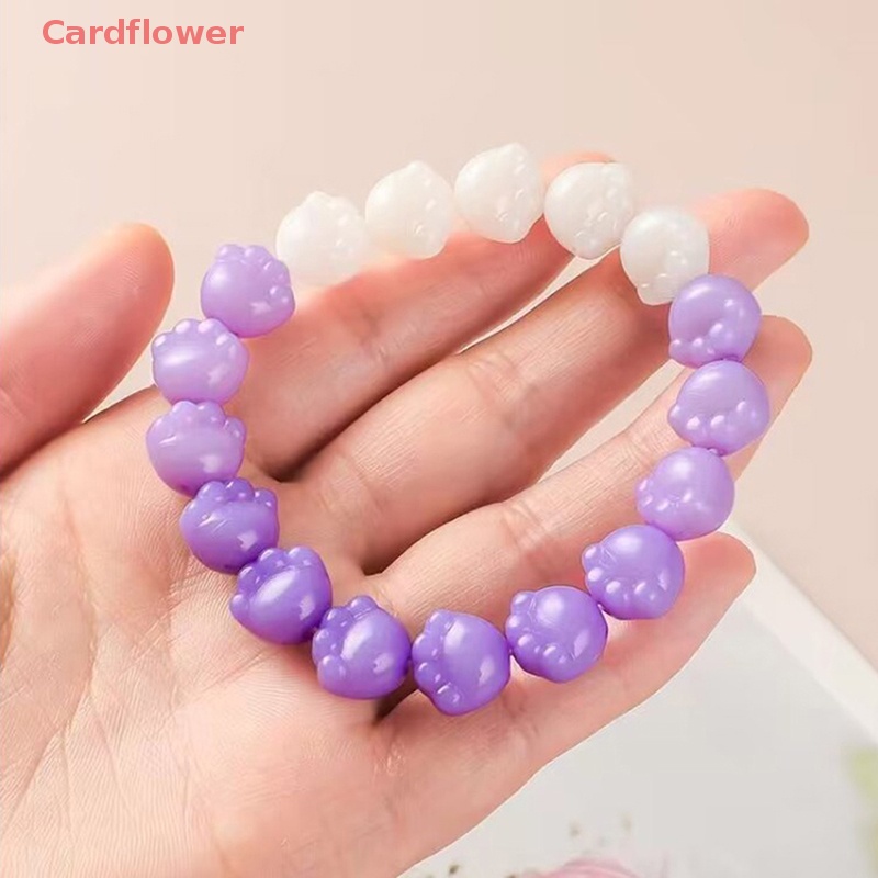 < Cardflower > Vòng Tay Chuỗi Hạt Đá Pha Lê Tự Nhiên Co Giãn Hình Dấu Chân Mèo Màu Gradient Mùa Hè Mới Cho Nữ