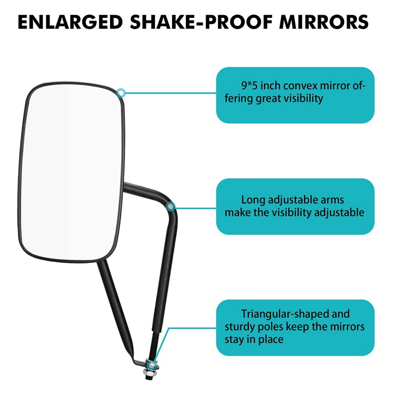 Bộ 2 Gương Chiếu Hậu Màu Đen Chống Rung Lắc Tháo Gỡ Nhanh Cho Jeep Wrangler 2007-2018 JK &amp; JL 2020 JT