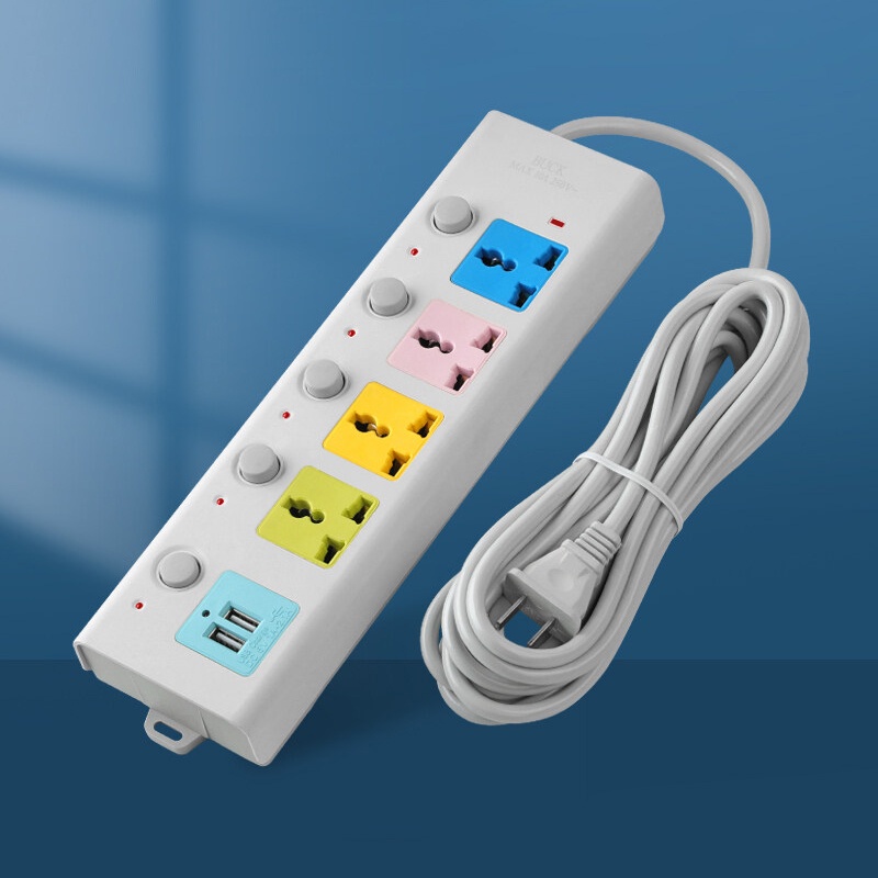 Ổ cắm điện thông minh MUDIXIAO 18Z23042707 kèm cổng sạc usb đa năng 6 lỗ dây dài 1.8m/3m/5m