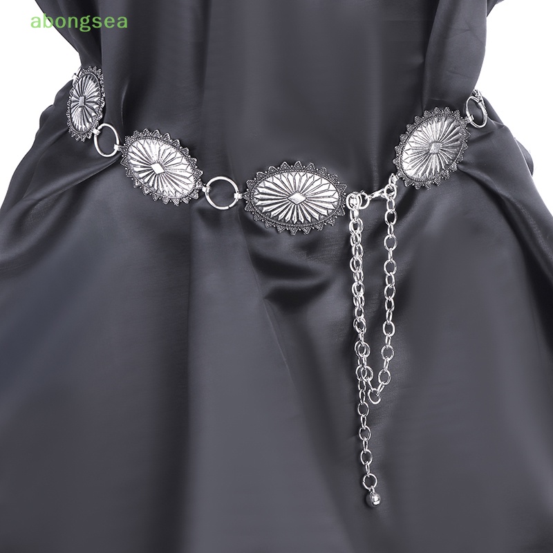 Thắt Lưng Dây Xích Kim Loại Mặt Oval Phong Cách Boho Cổ Điển Cho Nữ