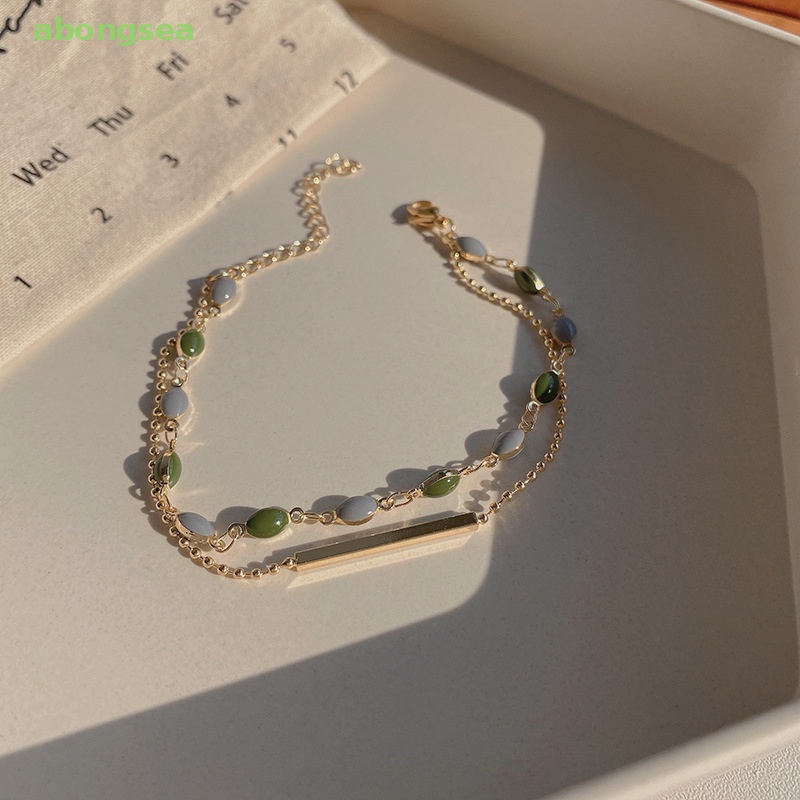 Vòng Tay Hai Lớp Đính Hạt Màu Vàng Kim Phong Cách Pháp Cổ Điển Tùy Chỉnh Thời Trang Cho Nữ