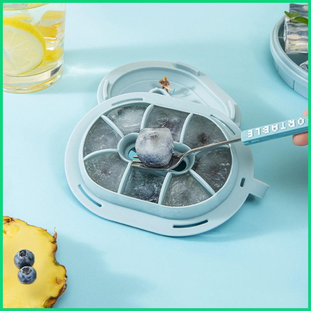 Khay Làm Đá 8 Ngăn Bằng Silicone Tái Sử Dụng Được