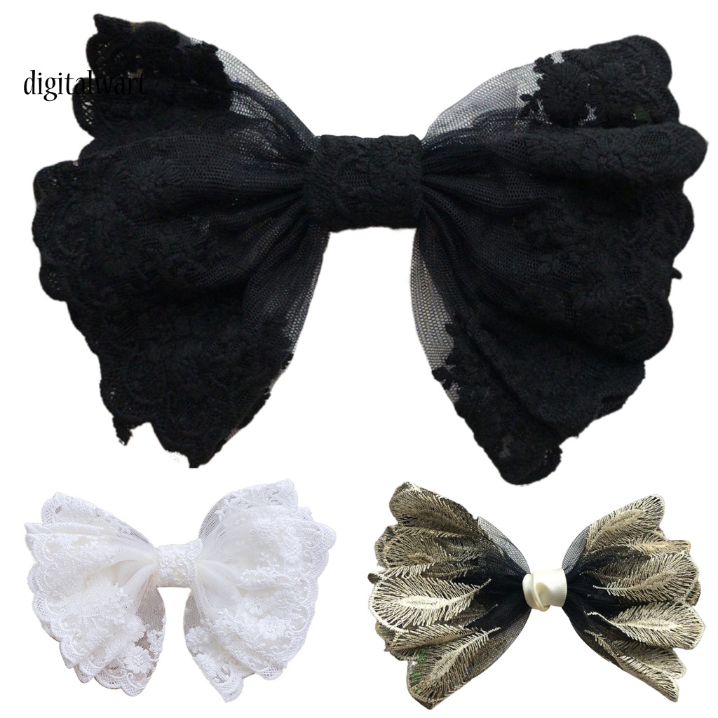 Kỹ Thuật Số| Kẹp Tóc Nơ Ren Lớn Không Trượt Tinh Tế Cho Nữ