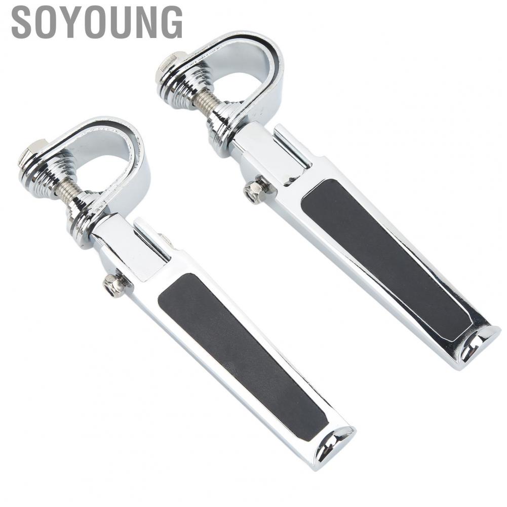 Soyoung Engine Guard Foot Pedals  2PCS U Clamp Foot Pegs Ergonomic Comfortable Riding  for Motorcycle Street Bike with 1in ‑ 1‑1/4in Highway Bar