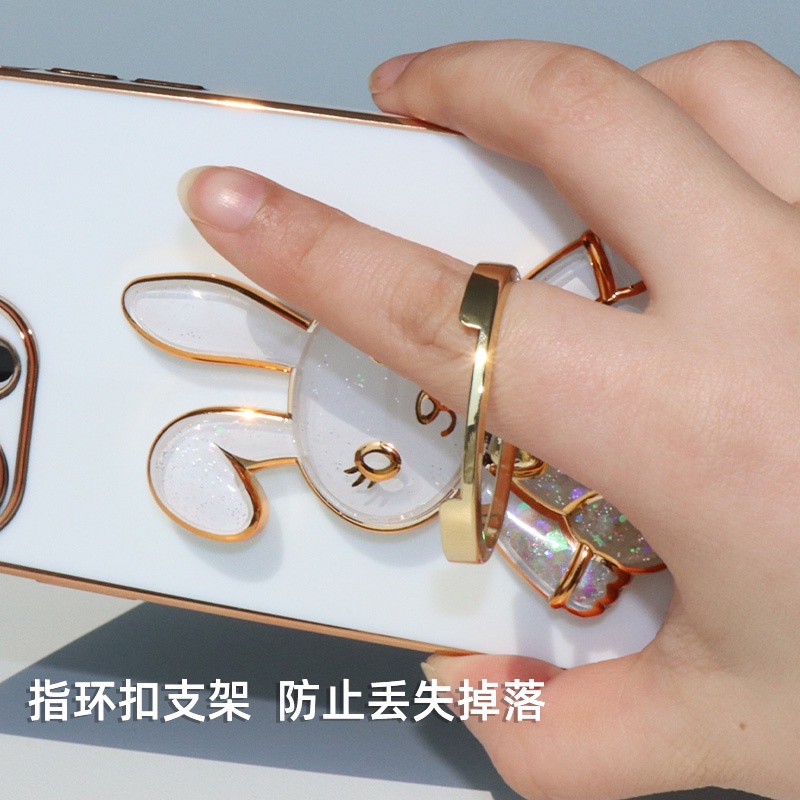 Giá Đỡ Điện Thoại Hình Thỏ Hoạt Hình 3D Dạng Nổi Có Túi Khí Và Dây Đeo Ngón Tay Mở Rộng Phong Cách Ins
