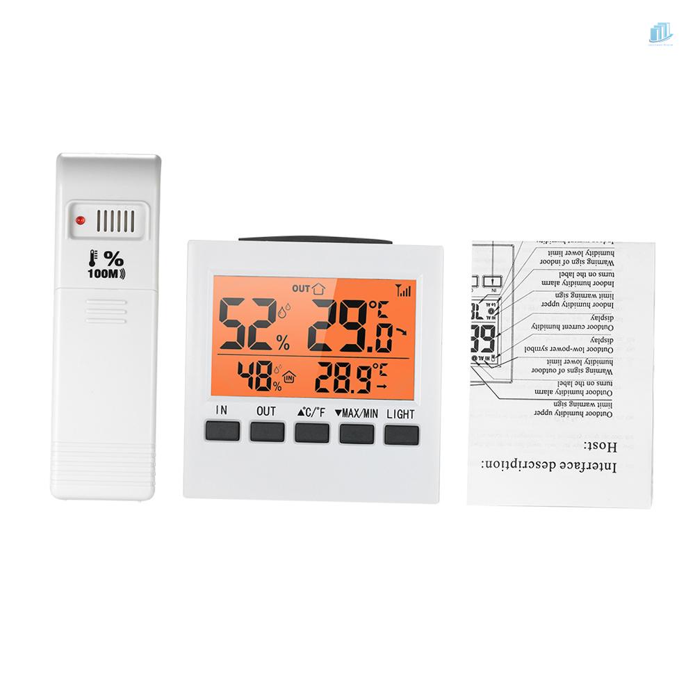 Đồng Hồ Kỹ Thuật Số Không Dây Cho Đo Nhiệt Độ Trong Nhà / Ngoài Trời °C/°F Đồng Hồ Đo Nhiệt Độ Và Độ Ẩm Max Min Chuyên Dụng