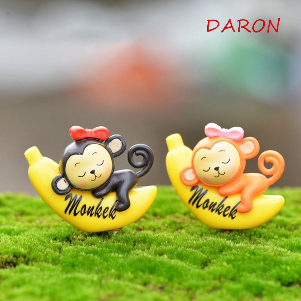 1 Cặp Tượng Khỉ Hoạt Hình Dễ Thương Trang Trí Tiểu Cảnh DIY