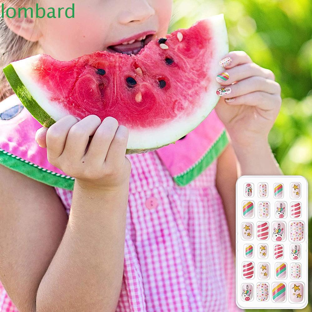 Bộ 24 Móng Tay Giả Hình Kỳ Lân Bằng Acrylic Dễ Thương Cho Bé